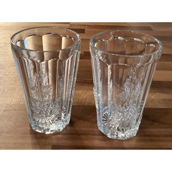 L.G. Wright Glass Panel Grape Clear Pattern 5” Flat Tumblers Set Of 2 - Picture 5 of 10